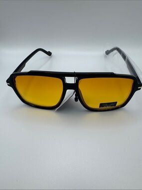 Black Frame Sunglasses with Amber Lenses - Women’s Fashion Shades